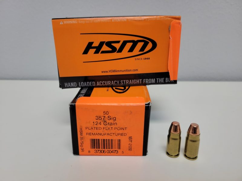 HSM .357 Sig Reman 124 Grain Plated Flat Point scaled e1641251637267