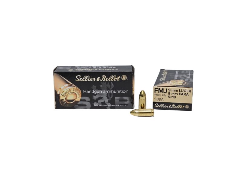 Sellier Bellot 9mm Luger 115 Grain FMJ Flat Base